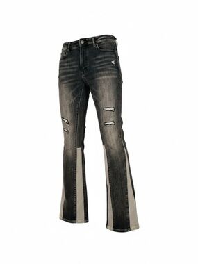 2 for $25 Anom Denim NWT Men's Black Two-Tone Distressed Bootcut Jeans